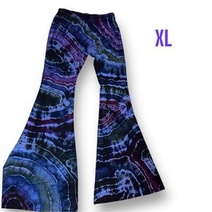 Uniquely beautiful ice dyed raw edge flares